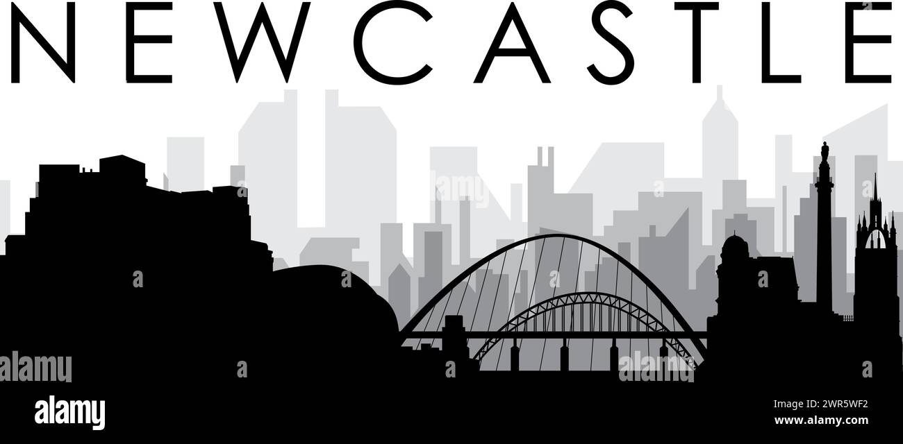 Panorama dello skyline cittadino di NEWCASTLE, REGNO UNITO Illustrazione Vettoriale