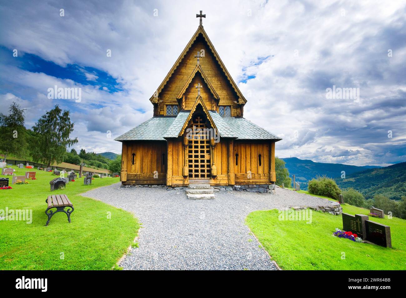 Chiesa di Reinli Stave, Norvegia Foto Stock
