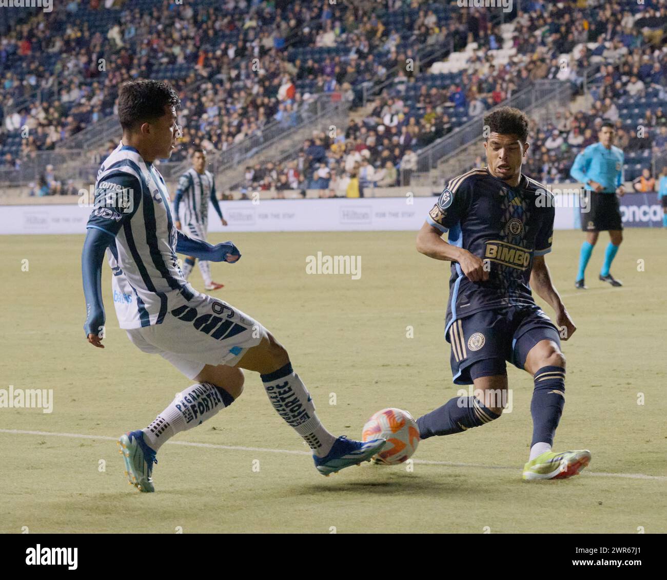 CHESTER, Pennsylvania, USA - 5 MARZO 2024 - Philadelphia Union vs. CF Pachuca al Subaru Park. (Foto di Paul J. Froggatt/FamousPixs/Alamy Stock Photo) Foto Stock