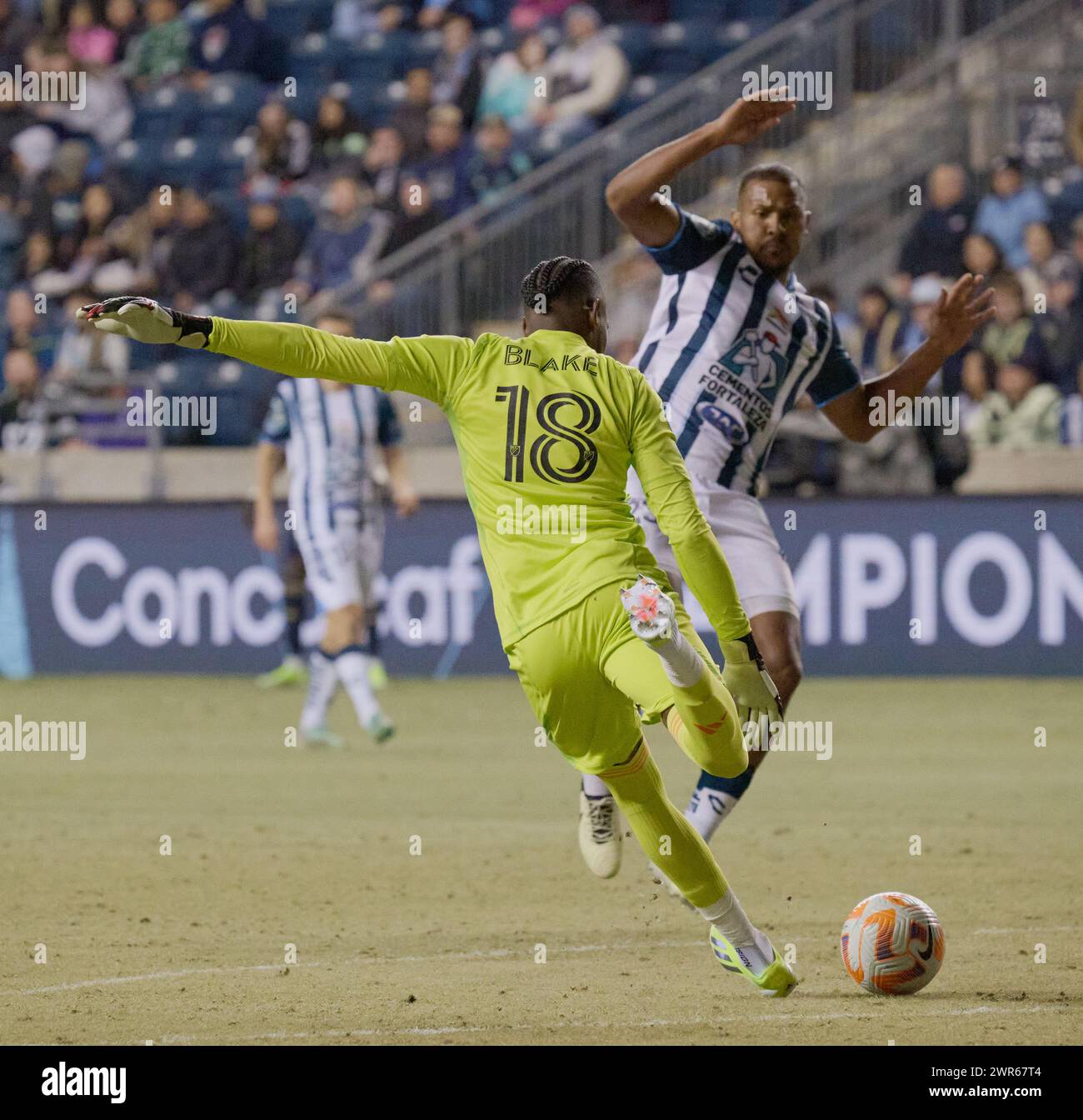 CHESTER, Pennsylvania, USA - 5 MARZO 2024 - Philadelphia Union vs. CF Pachuca al Subaru Park. (Foto di Paul J. Froggatt/FamousPixs/Alamy Stock Photo) Foto Stock