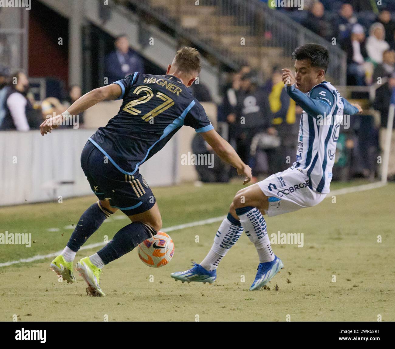 CHESTER, Pennsylvania, USA - 5 MARZO 2024 - Philadelphia Union vs. CF Pachuca al Subaru Park. (Foto di Paul J. Froggatt/FamousPixs/Alamy Stock Photo) Foto Stock