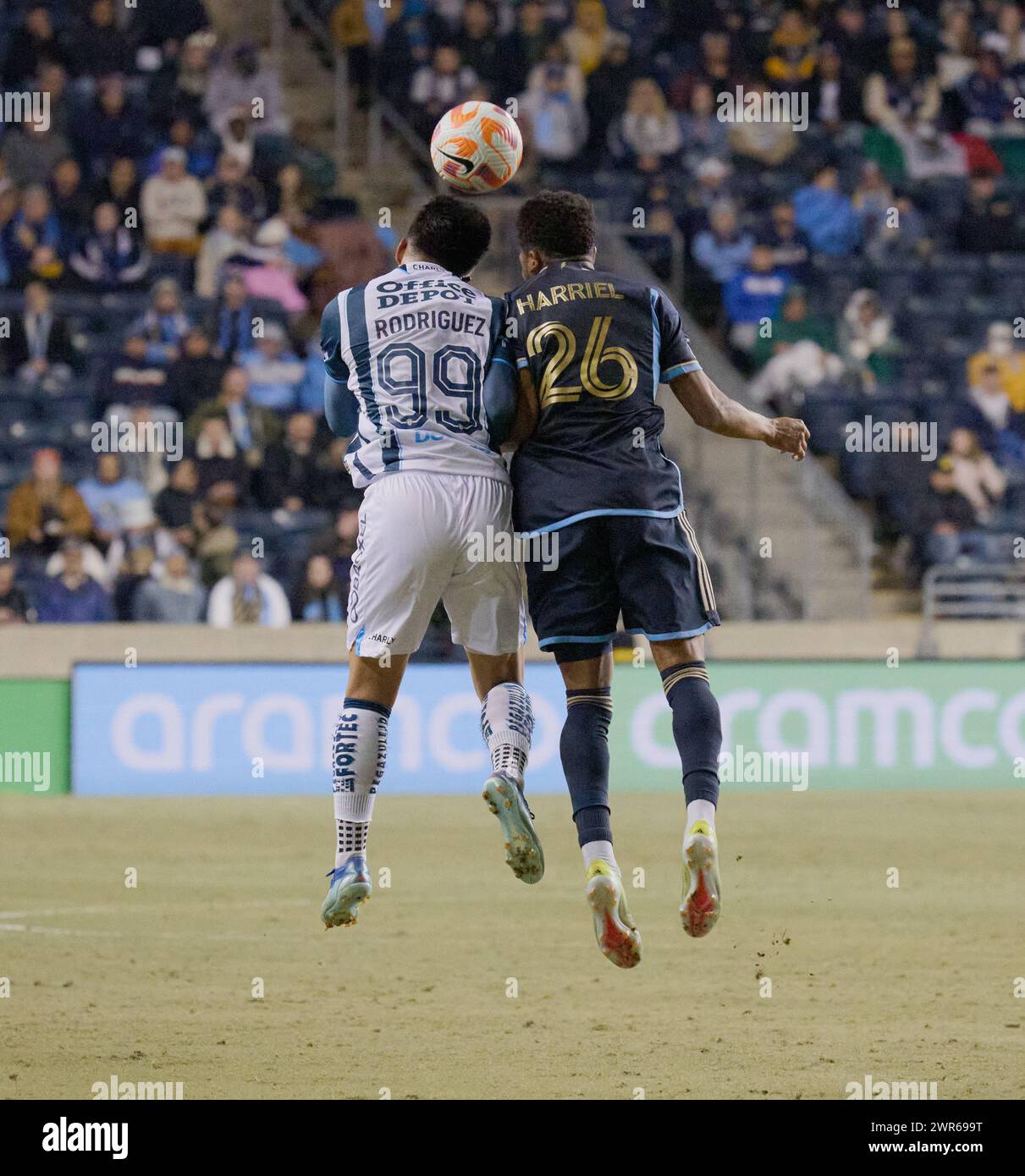 CHESTER, Pennsylvania, USA - 5 MARZO 2024 - Philadelphia Union vs. CF Pachuca al Subaru Park. (Foto di Paul J. Froggatt/FamousPixs/Alamy Stock Photo) Foto Stock