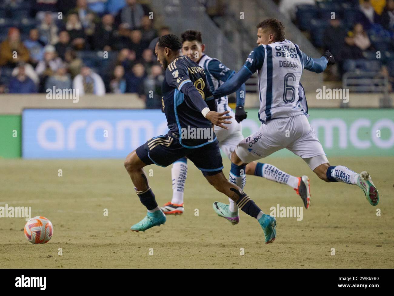 CHESTER, Pennsylvania, USA - 5 MARZO 2024 - Philadelphia Union vs. CF Pachuca al Subaru Park. (Foto di Paul J. Froggatt/FamousPixs/Alamy Stock Photo) Foto Stock