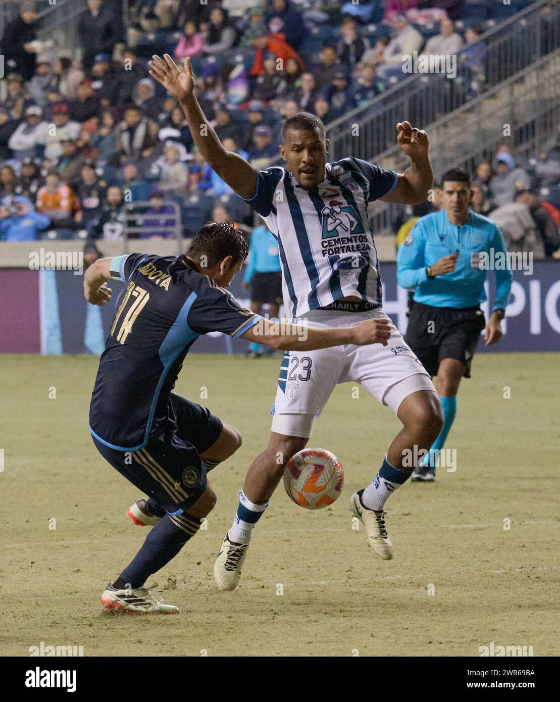 CHESTER, Pennsylvania, USA - 5 MARZO 2024 - Philadelphia Union vs. CF Pachuca al Subaru Park. (Foto di Paul J. Froggatt/FamousPixs/Alamy Stock Photo) Foto Stock