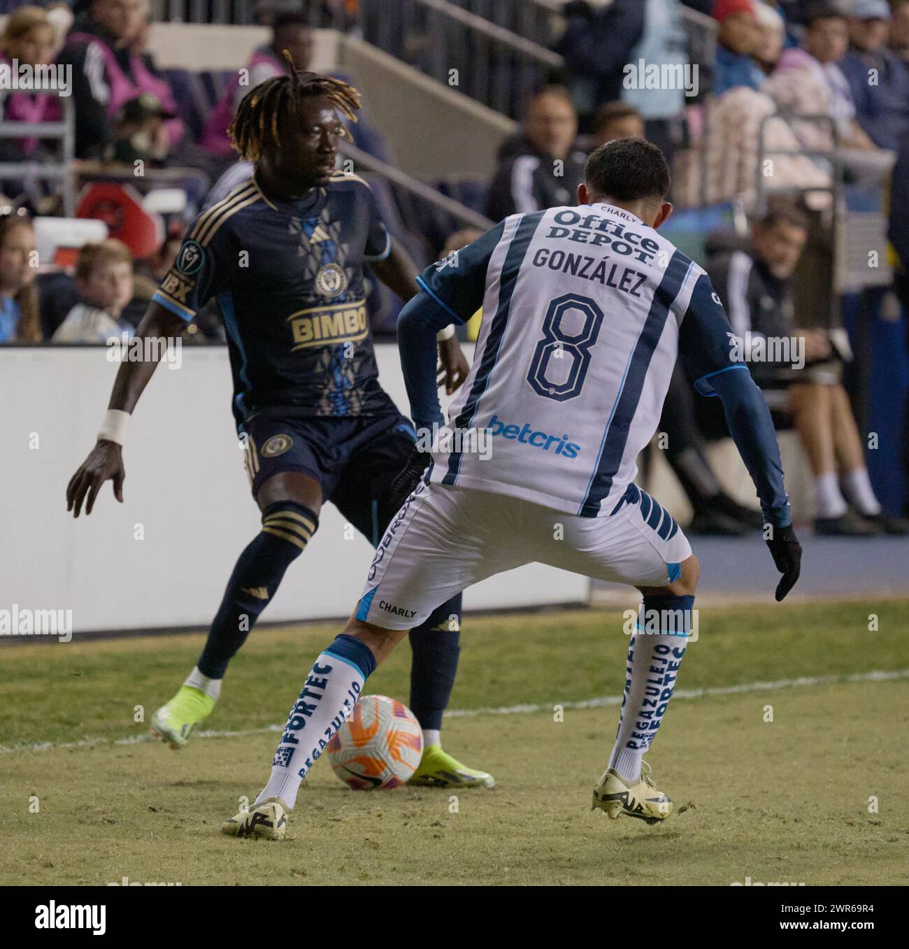 CHESTER, Pennsylvania, USA - 5 MARZO 2024 - Philadelphia Union vs. CF Pachuca al Subaru Park. (Foto di Paul J. Froggatt/FamousPixs/Alamy Stock Photo) Foto Stock
