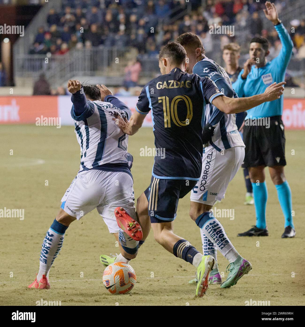 CHESTER, Pennsylvania, USA - 5 MARZO 2024 - Philadelphia Union vs. CF Pachuca al Subaru Park. (Foto di Paul J. Froggatt/FamousPixs/Alamy Stock Photo) Foto Stock