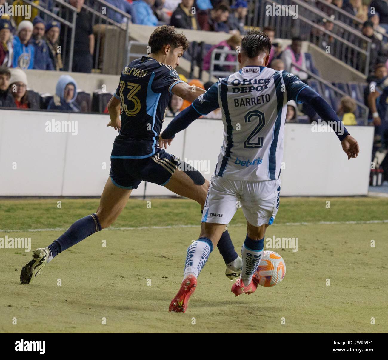 CHESTER, Pennsylvania, USA - 5 MARZO 2024 - Philadelphia Union vs. CF Pachuca al Subaru Park. (Foto di Paul J. Froggatt/FamousPixs/Alamy Stock Photo) Foto Stock
