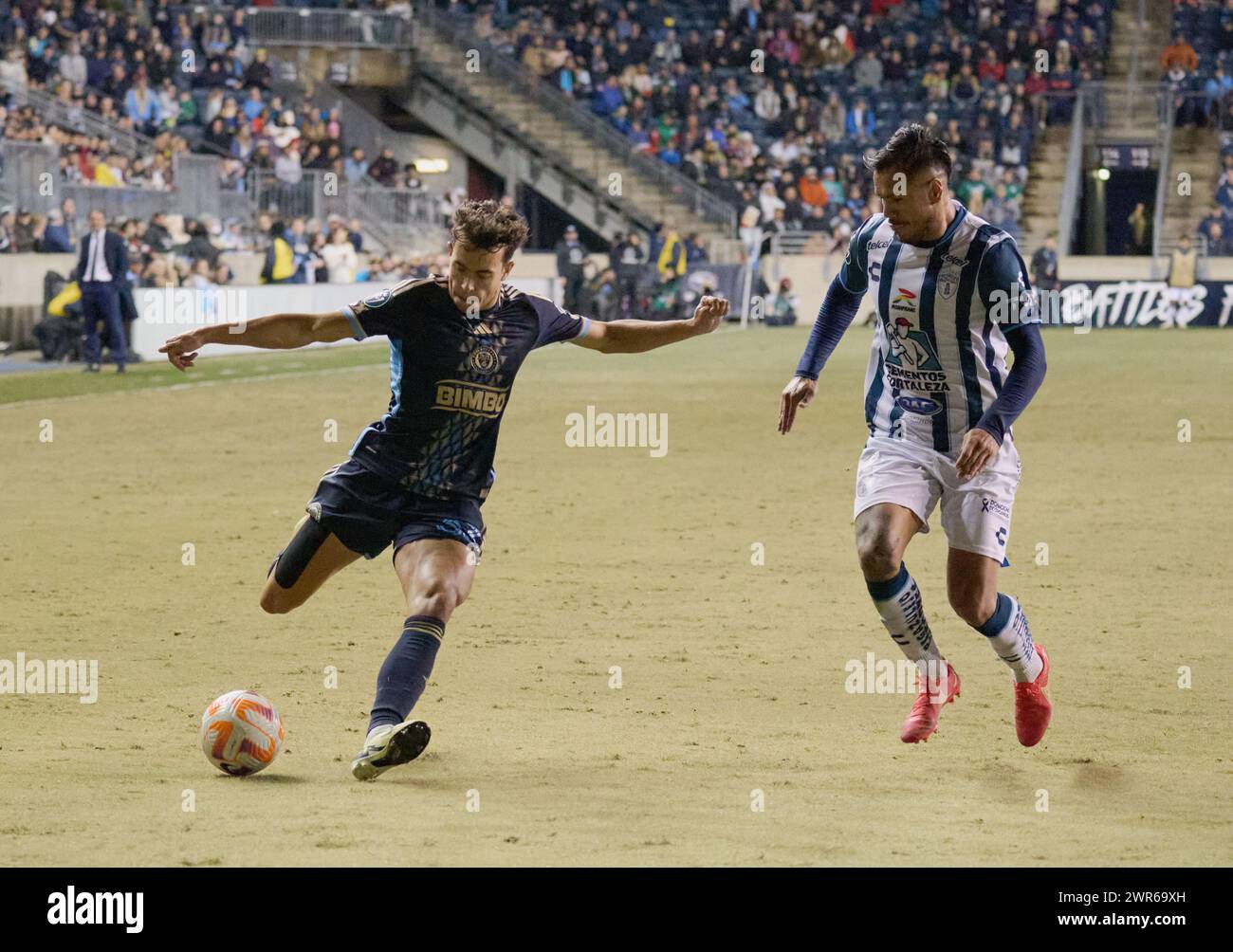 CHESTER, Pennsylvania, USA - 5 MARZO 2024 - Philadelphia Union vs. CF Pachuca al Subaru Park. (Foto di Paul J. Froggatt/FamousPixs/Alamy Stock Photo) Foto Stock