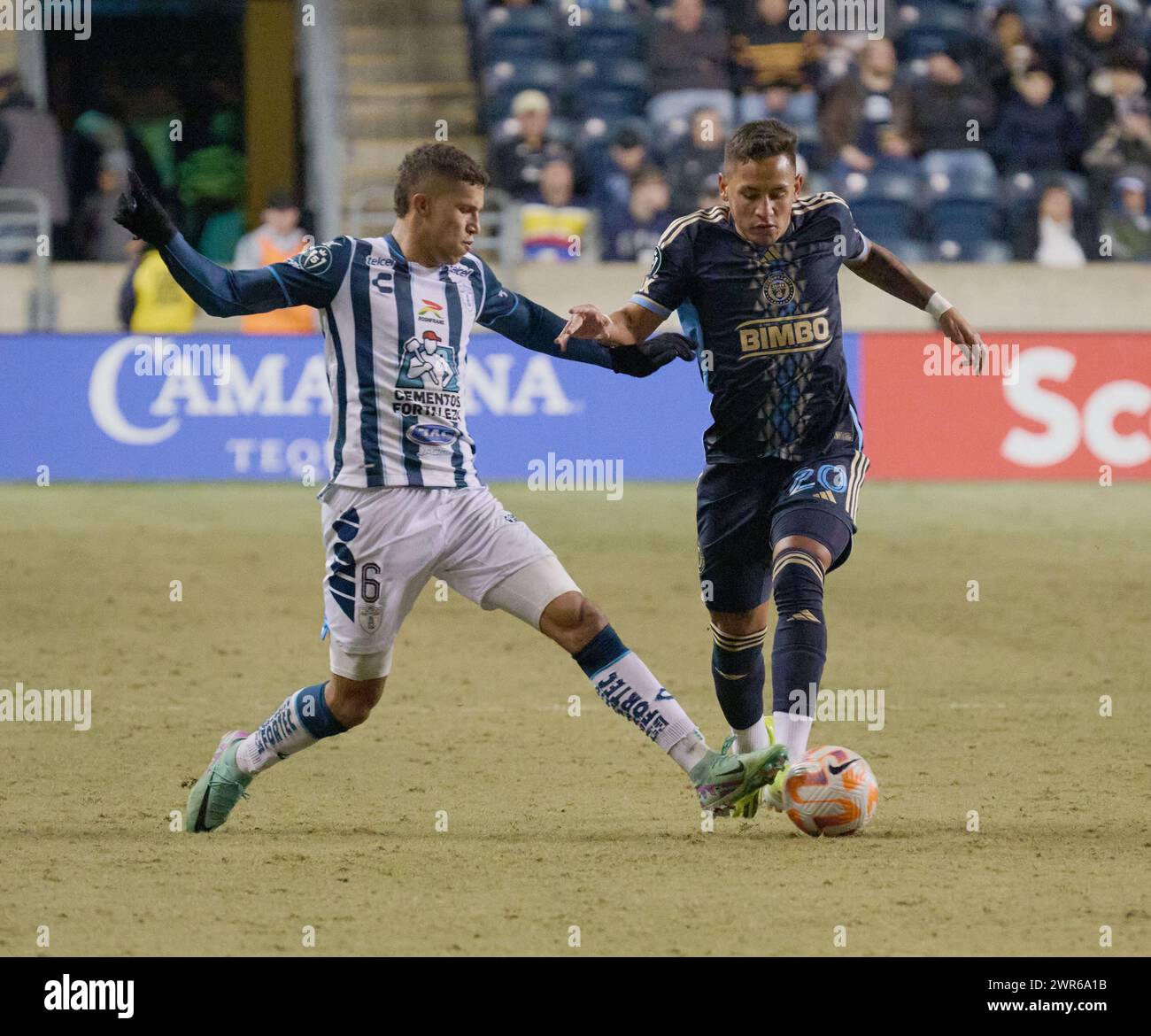 CHESTER, Pennsylvania, USA - 5 MARZO 2024 - Philadelphia Union vs. CF Pachuca al Subaru Park. (Foto di Paul J. Froggatt/FamousPixs/Alamy Stock Photo) Foto Stock