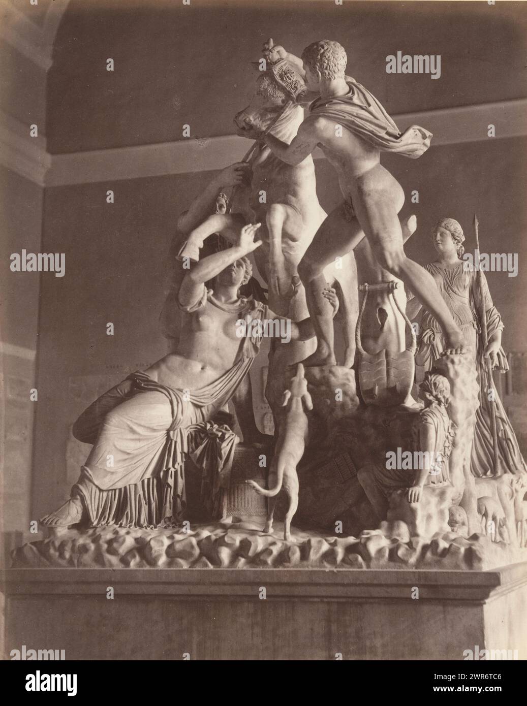 Farnese Bull, Museo di Napoli - Toro Farnese (titolo sull'oggetto), questa foto fa parte di un album., Giorgio Sommer, Napoli, 1874 - in o prima del 1879, supporto fotografico, stampa albume, altezza 251 mm x larghezza 199 mm, fotografia Foto Stock