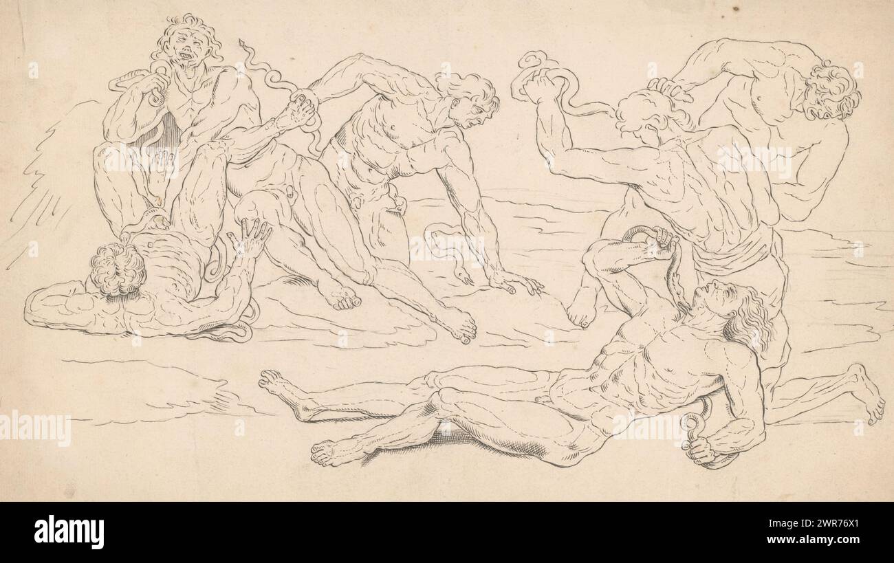 Peste velenosa dei serpenti e il serpente di rame, stampatore: Anonimo, su disegno di: Raymond de Lafage, 1700 - 1799, carta, incisione, altezza 228 mm x larghezza 402 mm, stampa Foto Stock