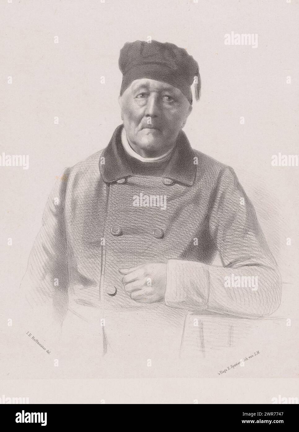 Ritratto del farmacista Chr. Eikendal, stampatore: Johan Hendrik Hoffmeister, stampatore: Koninklijke Steendrukkerij van E. Spanier, stampatore: Paesi Bassi, stampatore: L'Aia, c. 1851 - c. 1883, carta, altezza 485 mm x larghezza 330 mm, stampa Foto Stock