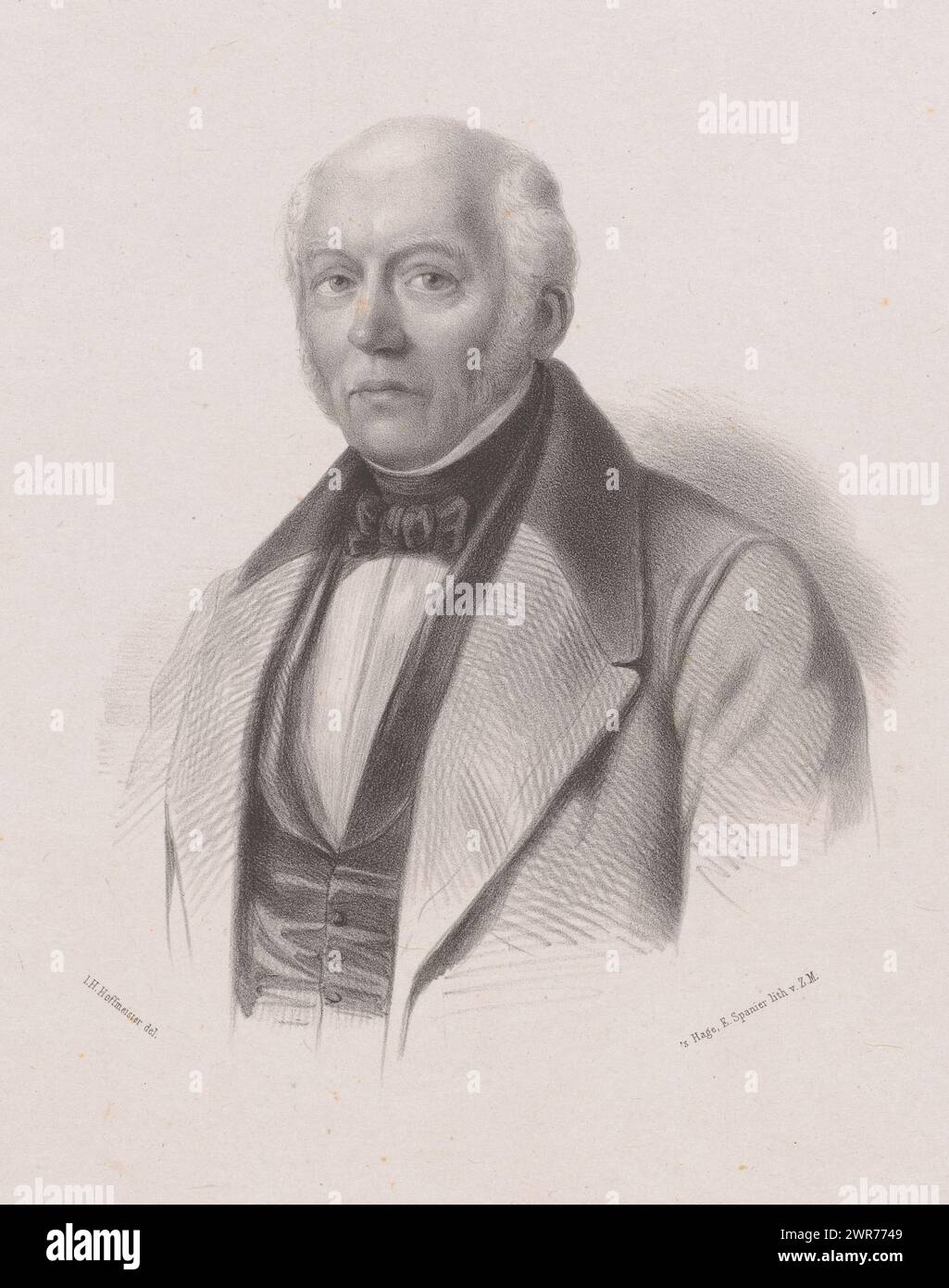 Ritratto di C.W. Eikendal, stampatore: Johan Hendrik Hoffmeister, stampatore: Koninklijke Steendrukkerij van E. Spanier, stampatore: Paesi Bassi, stampatore: L'Aia, c. 1851 - c. 1883, carta, altezza 500 mm x larghezza 330 mm, stampa Foto Stock