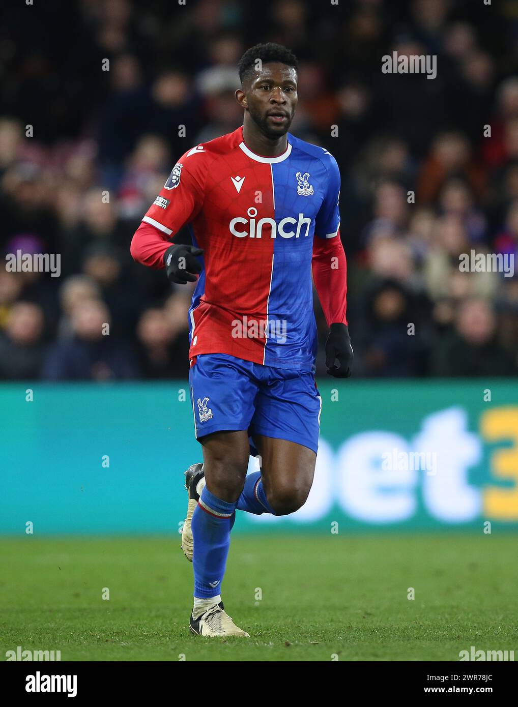 Jefferson Lerma di Crystal Palace. - Crystal Palace contro Chelsea, Premier League, Selhurst Park Stadium, Croydon, Regno Unito - 12 febbraio 2024. Solo per uso editoriale - si applicano restrizioni DataCo. Foto Stock