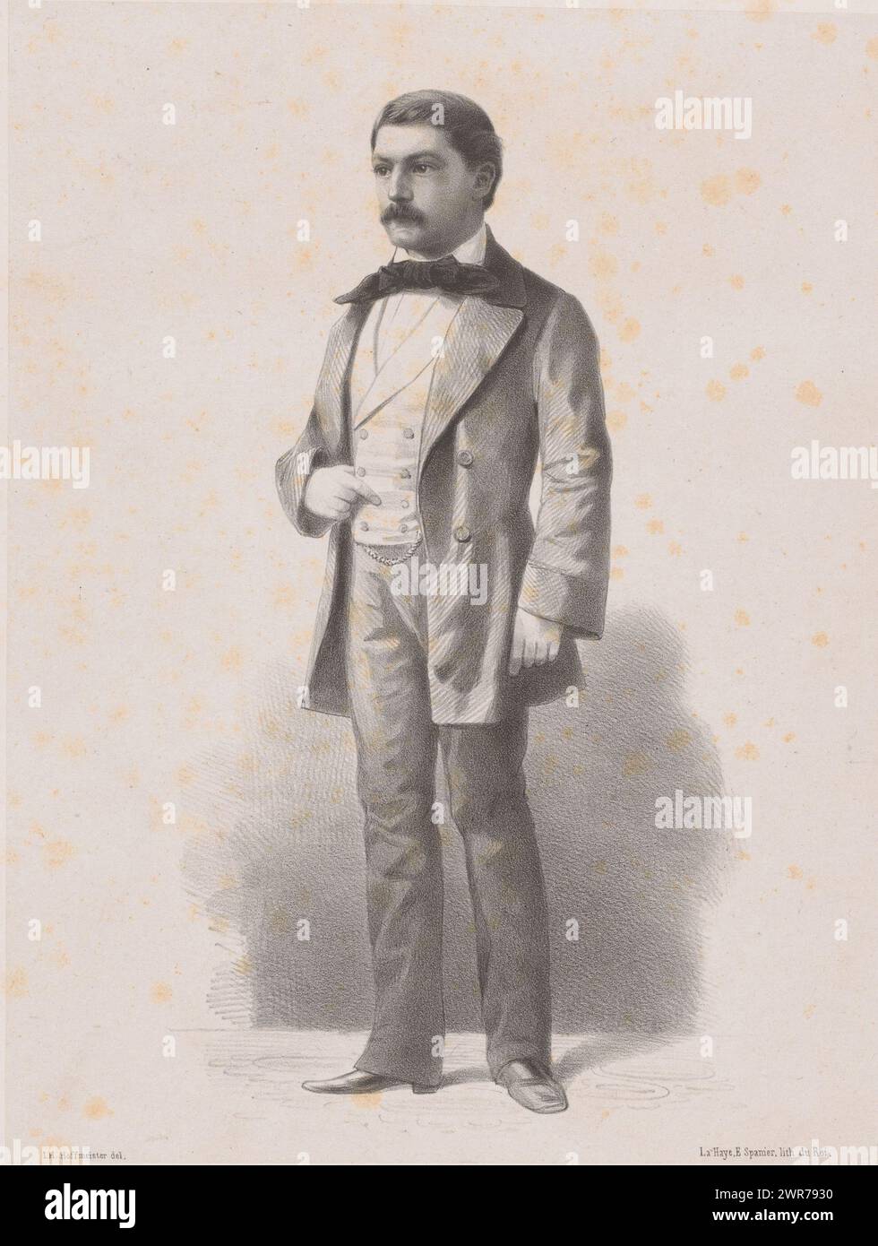 Ritratto di James John Teding van Berkhout, stampatore: Johan Hendrik Hoffmeister, stampatore: Koninklijke Steendrukkerij van E. Spanier, stampatore: Paesi Bassi, stampatore: L'Aia, c. 1851 - 1880, carta, altezza 453 mm x larghezza 305 mm, stampa Foto Stock