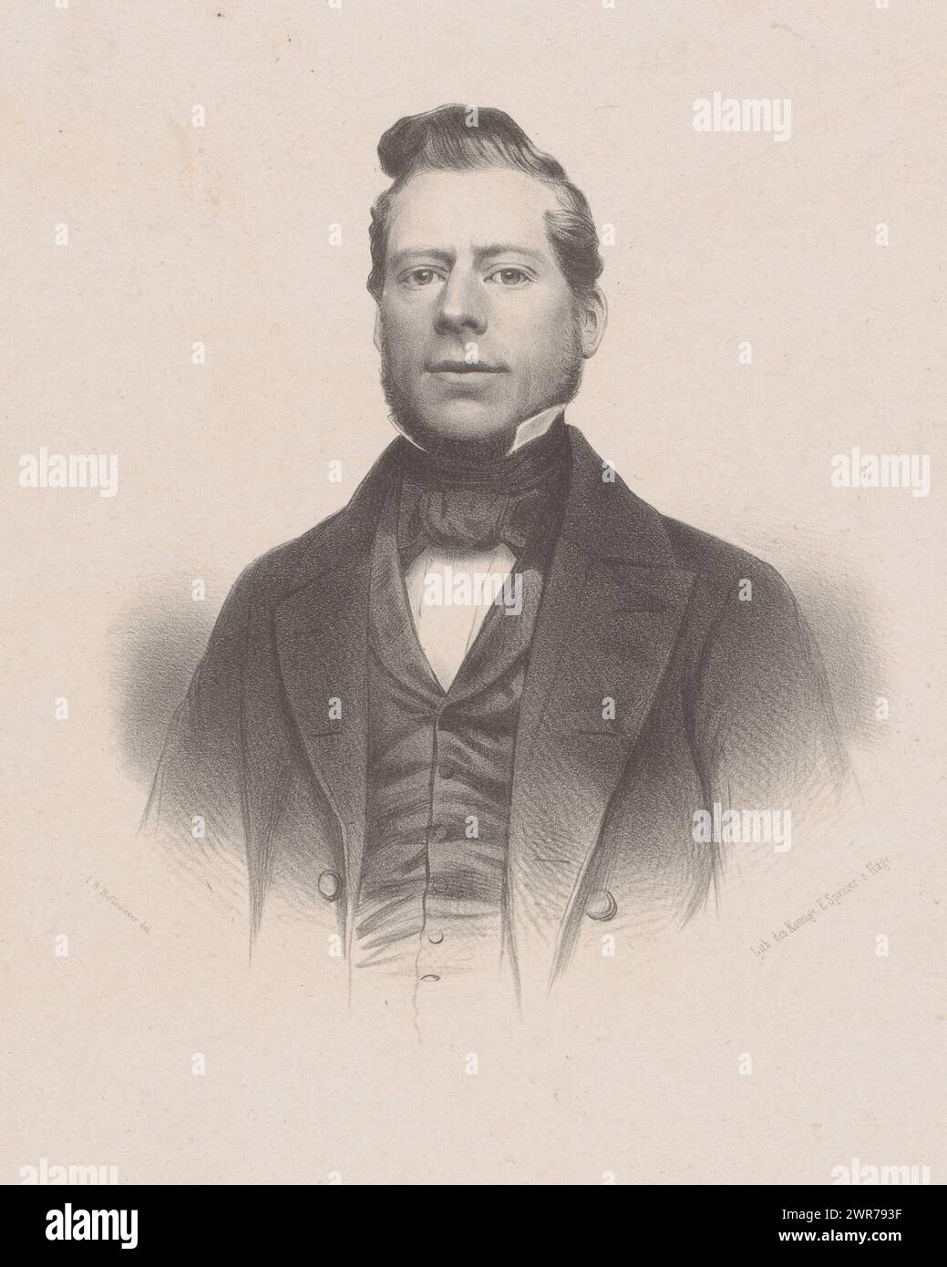 Ritratto del predicatore Strutterheim, stampatore: Johan Hendrik Hoffmeister, stampatore: Koninklijke Steendrukkerij van E. Spanier, stampatore: Paesi Bassi, stampatore: L'Aia, 1851 - c. 1883, carta, altezza 455 mm x larghezza 315 mm, stampa Foto Stock
