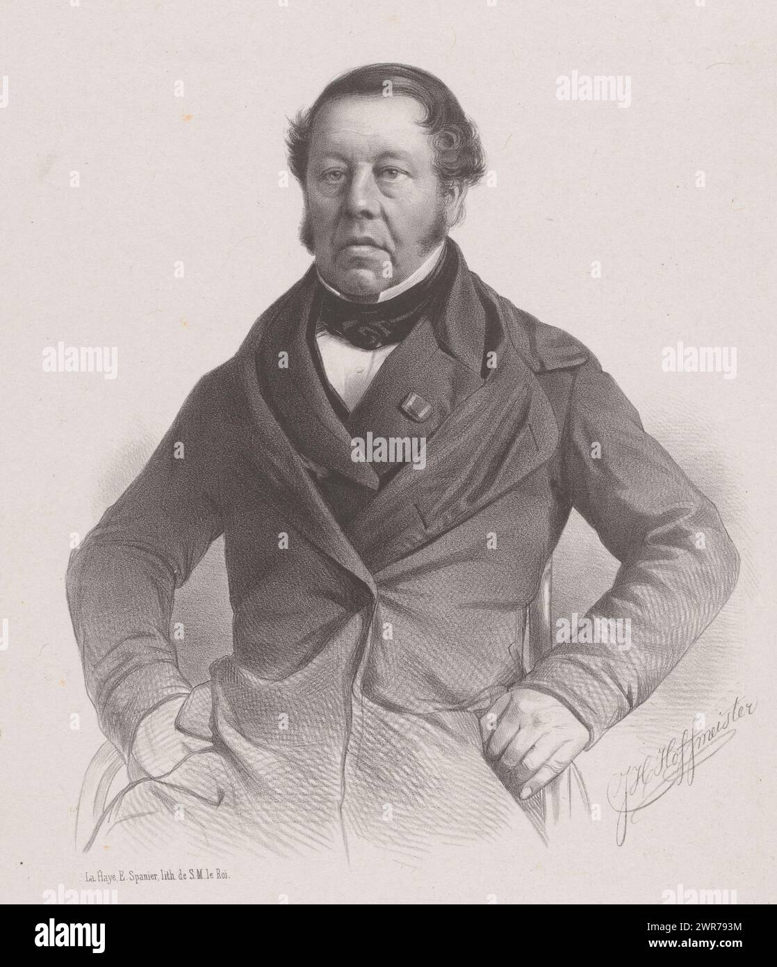 Ritratto di Hendrik Jacob Taets van Amerongen, stampatore: Johan Hendrik Hoffmeister, stampatore: Elias Spanier, stampatore: Paesi Bassi, stampatore: The Hague, 1843 - 1863, carta, altezza 440 mm x larghezza 292 mm, stampa Foto Stock