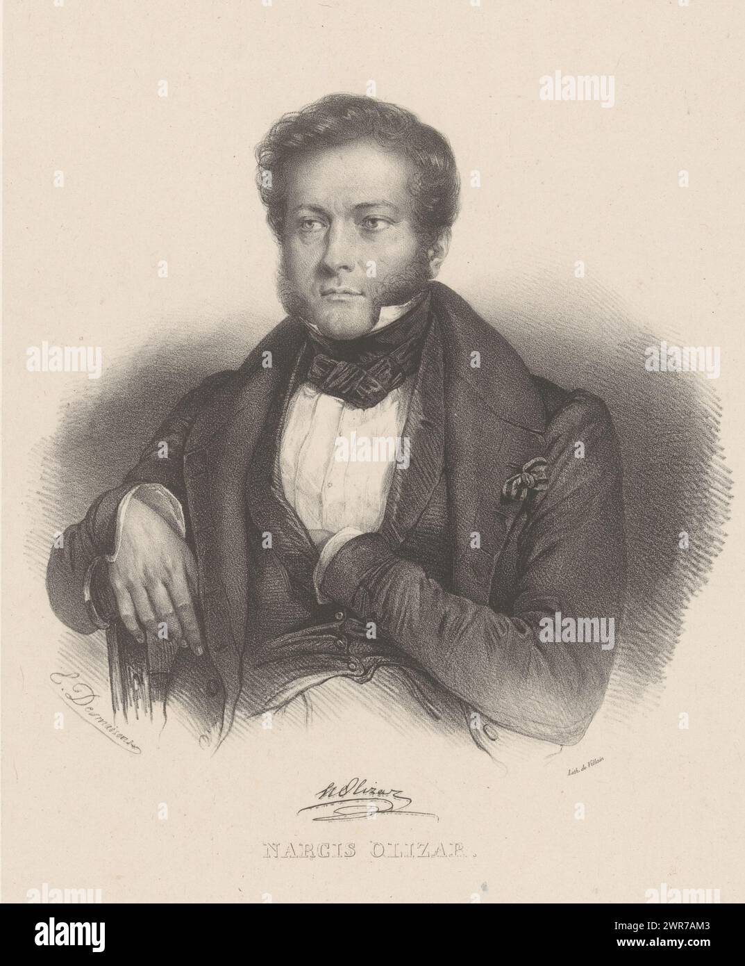 Ritratto di Narcyz Olizar, Narcis Olizar (titolo sull'oggetto), Polonia durante la rivoluzione del 29 novembre 1830 (titolo della serie), stampatore: Émilien Desmaisons, stampatore: Francesco Jean Villain, Parigi, nel o dopo il 1832, carta, altezza 485 mm x larghezza 317 mm, stampa Foto Stock