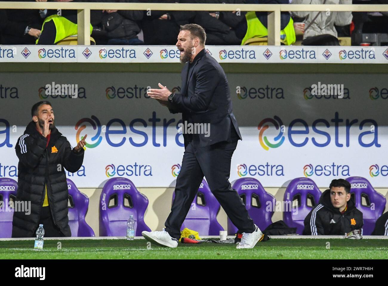 Allenatore Daniele De Rossi (Roma) durante ACF Fiorentina vs AS Roma, partita di calcio italiano di serie A A Firenze, 10 marzo 2024 Foto Stock