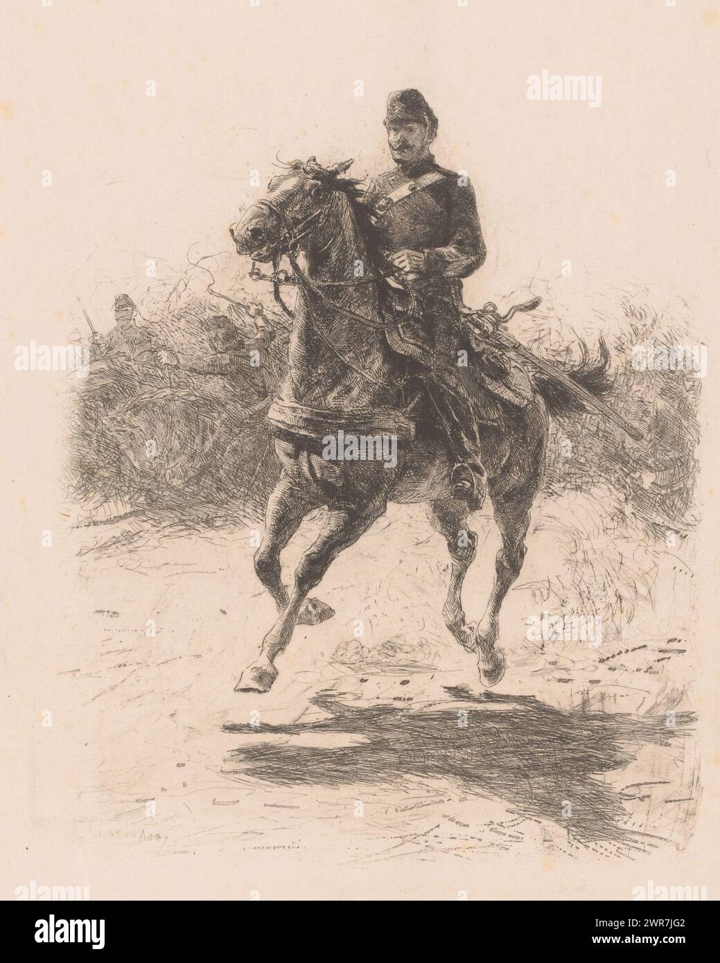 Ufficiale di artiglieria a cavallo, tipografo: Leon Eugène Auguste Abry, 1880, carta, incisione, altezza 378 mm x larghezza 288 mm, stampa Foto Stock