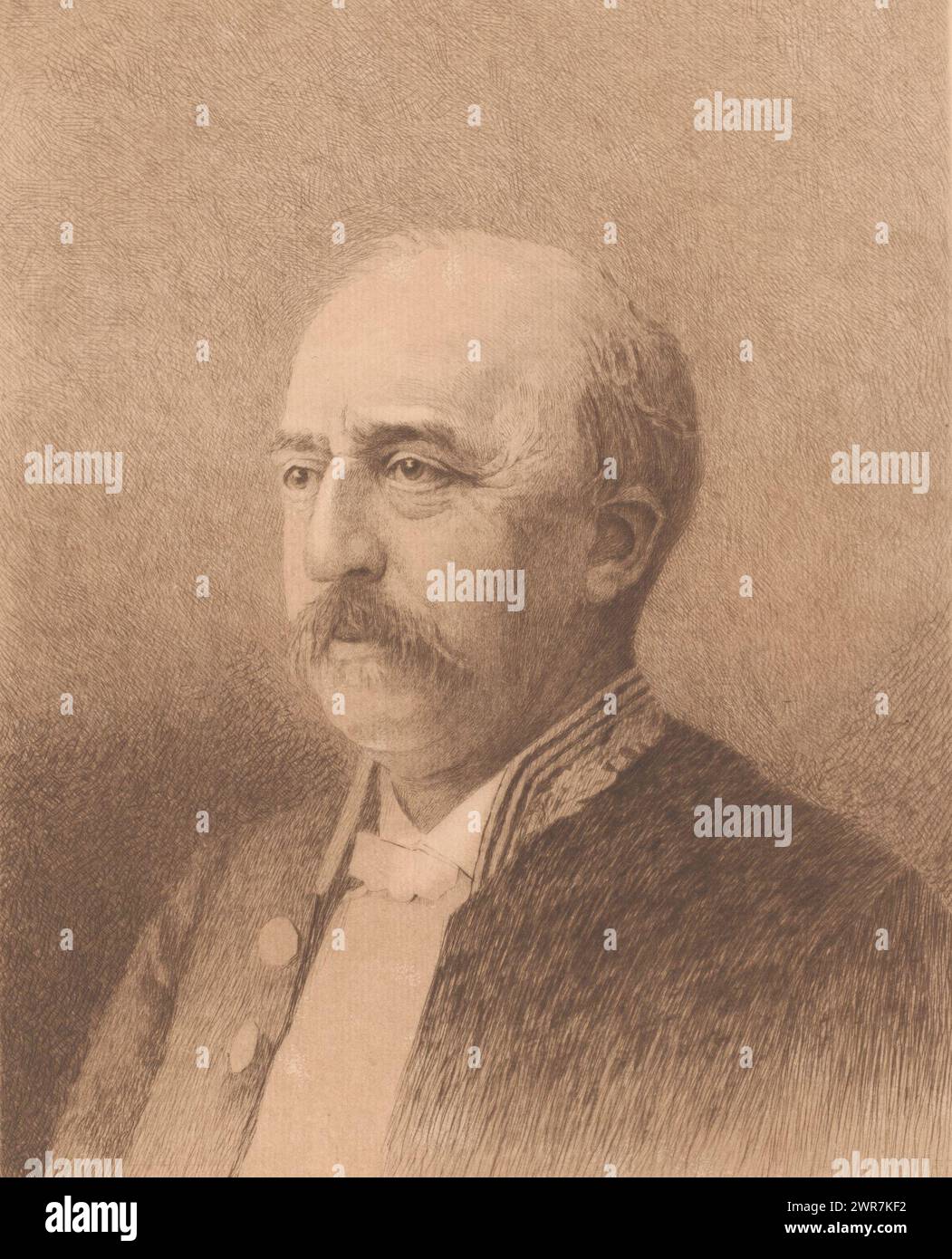 Ritratto di Jules Audent, sindaco di Charleroi, tre quarti a sinistra, tipografo: Auguste Danse, (firmato dall'artista), 1897, carta, incisione, punto a secco, altezza 308 mm x larghezza 238 mm, stampa Foto Stock