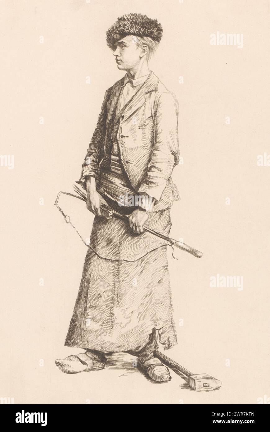 Fabbro, tipografo: Auguste Danse, (firmato dall'artista), 1882, carta, incisione, punto a secco, altezza 318 mm x larghezza 237 mm, stampa Foto Stock