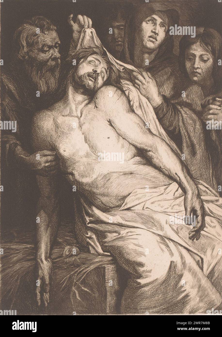 Lamentazione di Cristo, stampatore: Josué Dupon, dopo la pittura di: Rubens, 1874 - 1909, carta, incisione, altezza 315 mm x larghezza 239 mm, stampa Foto Stock