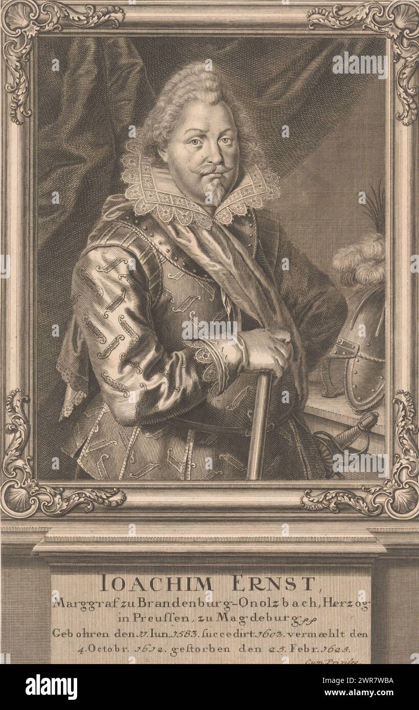Ritratto di Joachim Ernst von Brandenburg-Ansbach, tipografo: Johann Wilhelm Windter, sconosciuto, Neurenberg, 1740, carta, incisione, altezza 320 mm x larghezza 203 mm, stampa Foto Stock