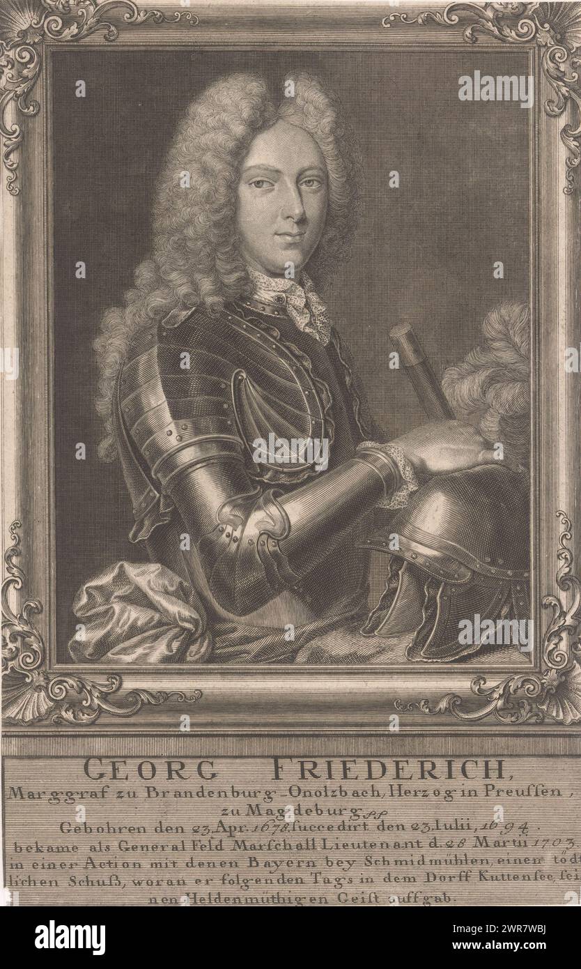 Ritratto di Georg Friedrich von Brandenburg-Ansbach, stampatore: Johann Wilhelm Windter, Neurenberg, 1742, carta, incisione, incisione, altezza 312 mm x larghezza 200 mm, stampa Foto Stock