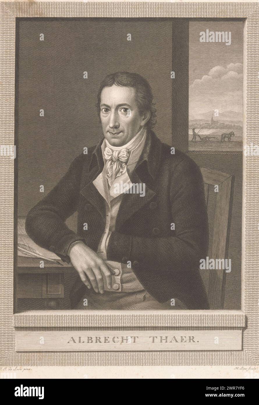 Ritratto di Albrecht Daniel Thaer, stampatore: Johann Heinrich Lips, dopo aver dipinto di: Johann Jacob de Lose, 1768 - 1817, carta, incisione, altezza 280 mm x larghezza 202 mm, stampa Foto Stock