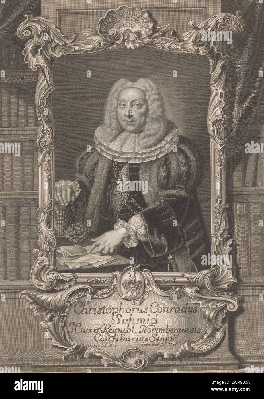 Ritratto di Christoph Conrad Schmid, stampatore: Johann Wilhelm Windter, dopo aver dipinto di: Gabriel Müller, Neurenberg, 1748, carta, incisione, incisione, altezza 450 mm x larghezza 320 mm, stampa Foto Stock