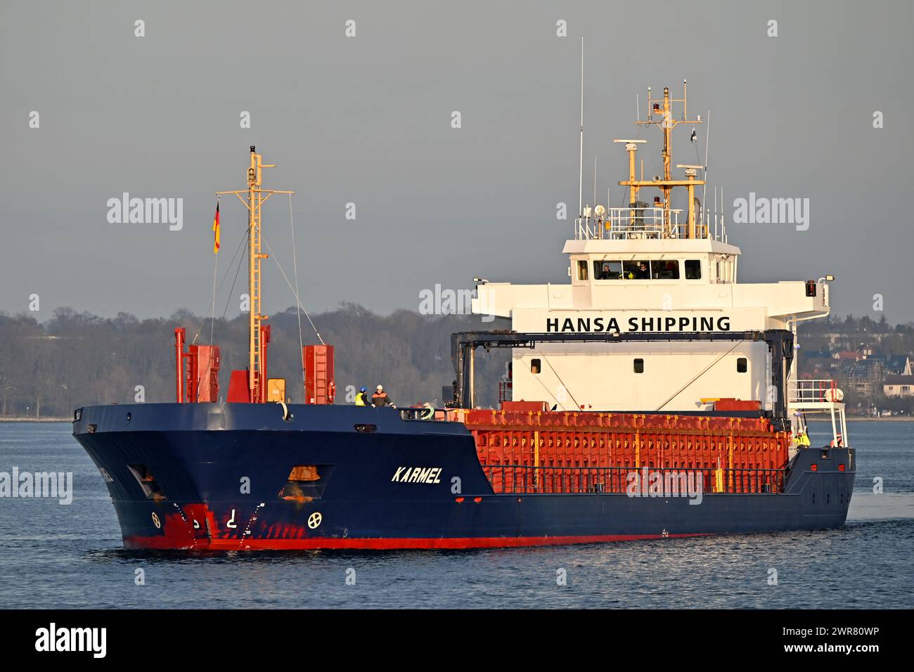 Generale Cargo Ship KARMEL al fiordo di Kiel Foto Stock