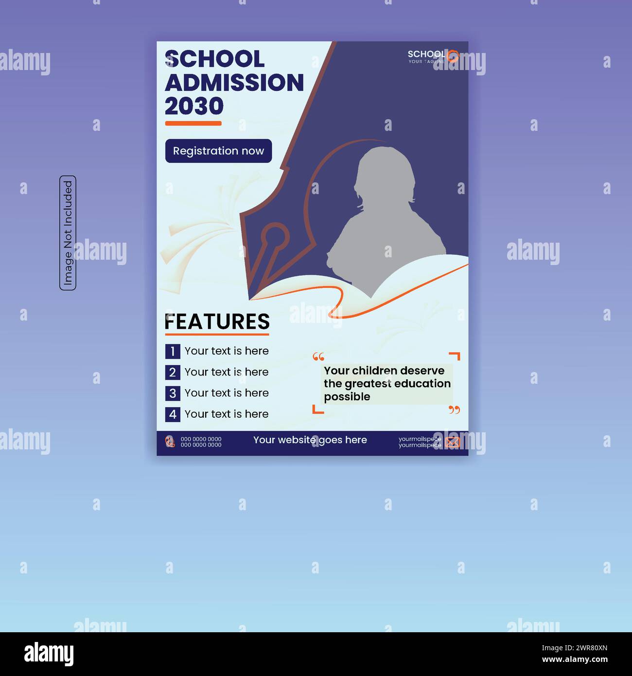 Opuscolo sull'ammissione scolastica e layout del modello di poster Design Illustrazione Vettoriale
