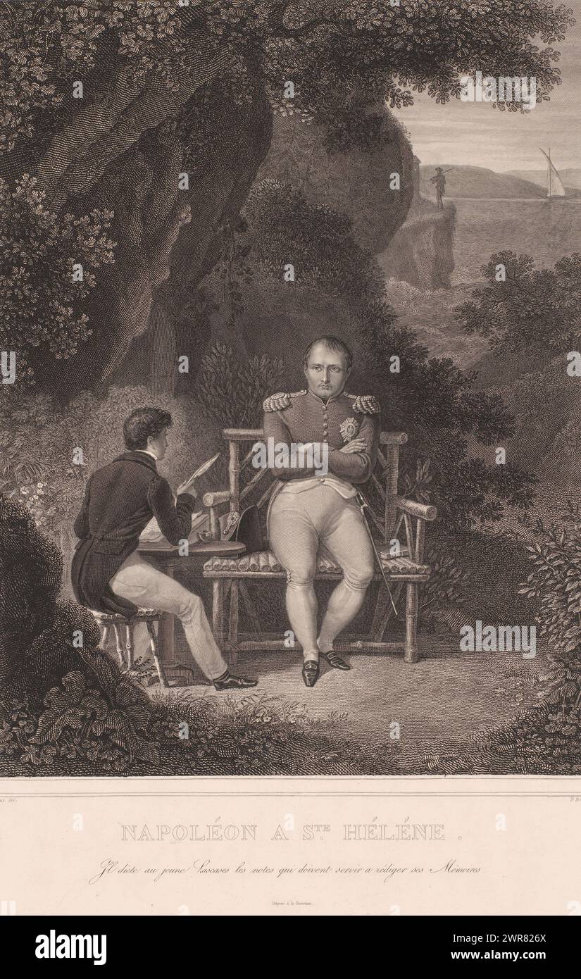 Napoleone su Sant'Elena, Napoléon a Sainte. Héléne (titolo oggetto), tipografo: Pierre Charles Baquoy, dopo disegno di: Pierre Chasselat, Francia, 1815 - 1829, carta, incisione, incisione, altezza 512 mm x larghezza 374 mm, stampa Foto Stock