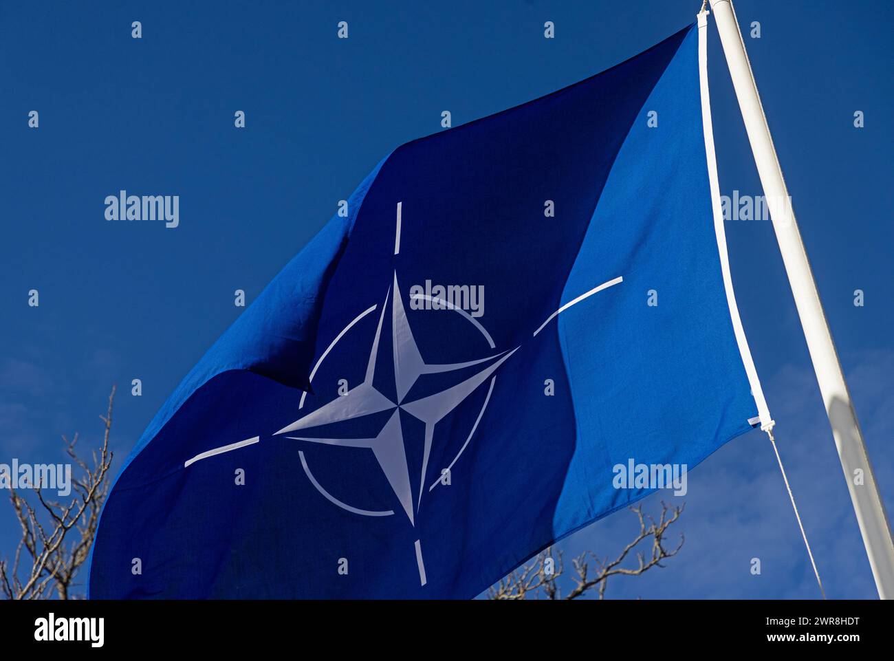 Dopo la ratifica in tutti i parlamenti dei paesi membri, la Svezia è ora uno dei 32 membri dell'alleanza militare NATO. Lunedì si è tenuta una cerimonia presso la base aerea di Malmen, "Linköpings garnison”, per segnare l'ingresso della Svezia nella NATO. Per la prima volta dal 1814, la Svezia fa parte di un'alleanza militare. Foto Stock