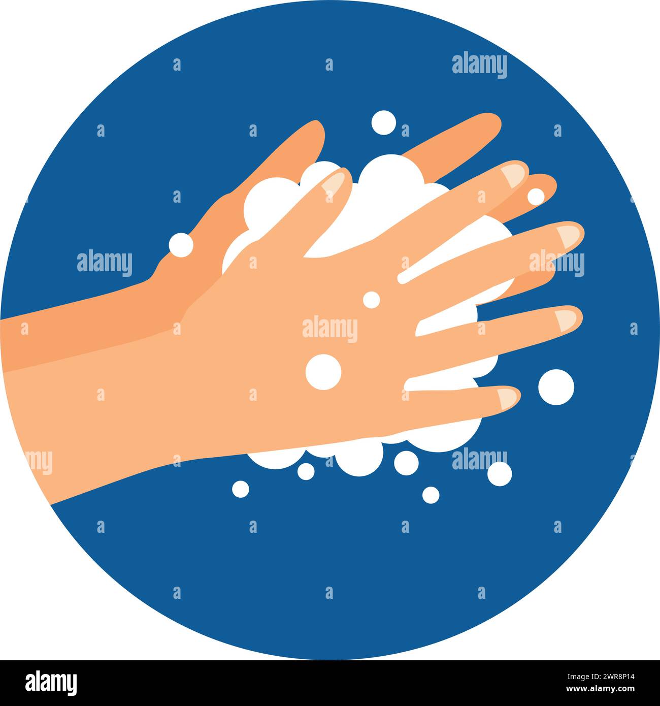 illustrazione vettoriale. lavarsi le mani correttamente con sapone. concetto di lavarsi le mani Illustrazione Vettoriale