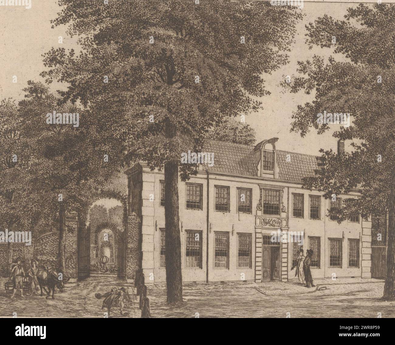 Wisseloord a Muiderberg, De Buitenplaats Wisseloord a Muiderberg del signor J. de Groot collezionista d'arte ad Amsterdam (titolo su oggetto), stampatore: Anonimo, dopo disegno di: Maas van Altena, nel o dopo il 1798, carta, incisione, altezza 203 mm x larghezza 250 mm, stampa Foto Stock