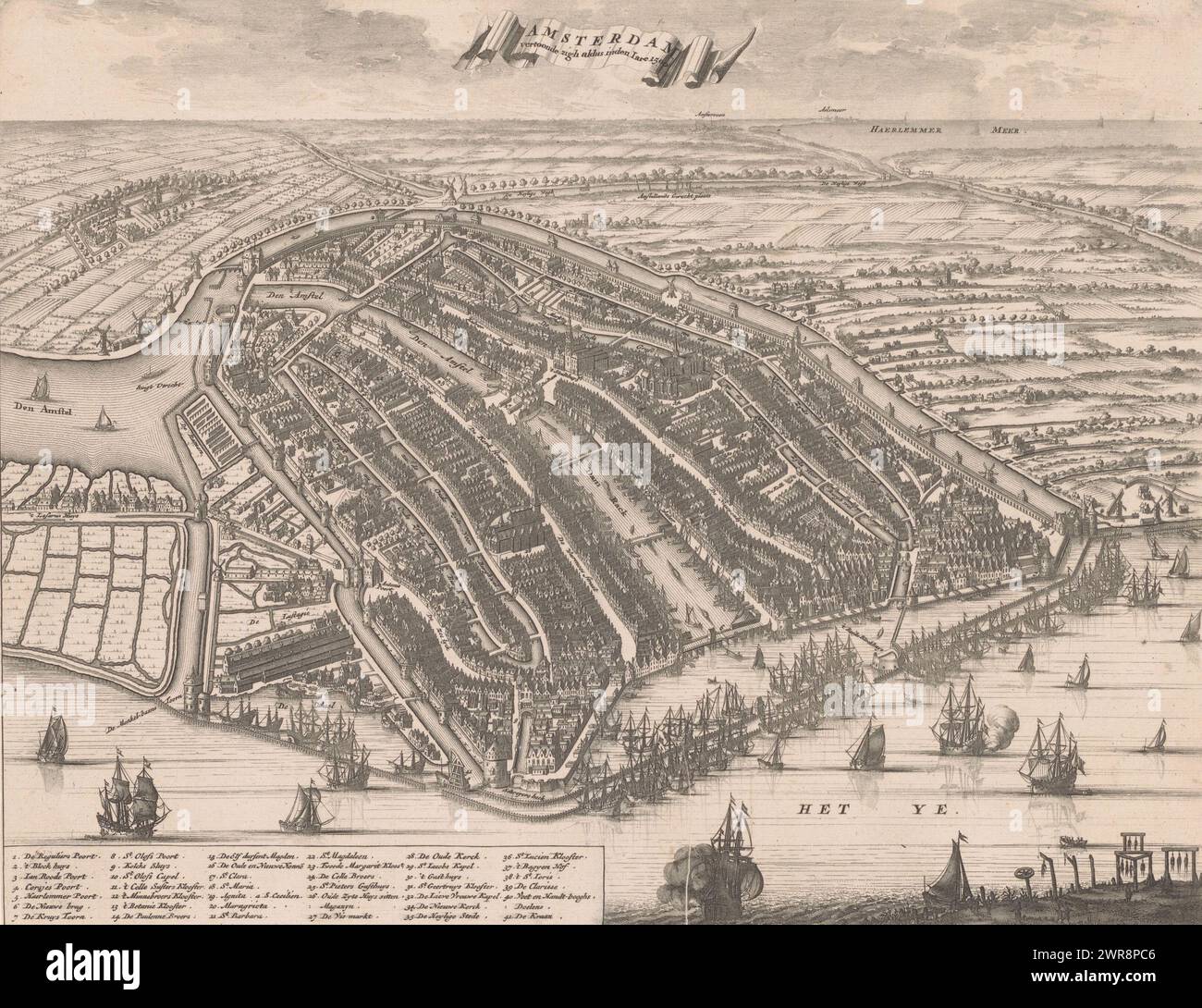 Mappa di Amsterdam, 1500, Amsterdam si è mostrata così nel 1500 (titolo sull'oggetto), in basso a sinistra una leggenda 1-41., stampatore: Anonimo, dopo stampa di: Cornelis Anthonisz., editore: Abraham Wolfgang, Amsterdam, 1693, carta, incisione, altezza 265 mm x larghezza 342 mm, stampa Foto Stock Mappa di Amsterdam, 1500, Amsterdam si è mostrata così nel 1500 (titolo sull'oggetto), in basso a sinistra una leggenda 1-41., stampatore: Anonimo, dopo stampa di: Cornelis Anthonisz., editore: Abraham Wolfgang, Amsterdam, 1693, carta, incisione, altezza 265 mm x larghezza 342 mm, stampa Foto Stock