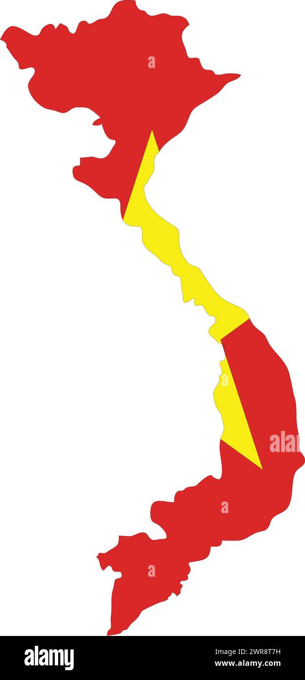 Vietnam bandiera in Vietnam Mappa, Vietnam Mappa con bandiera, Mappa Paese, Vietnam con bandiera, bandiera Nazione Illustrazione Vettoriale