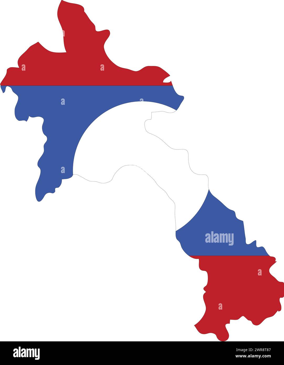Laos bandiera in Laos Mappa, Laos Mappa con bandiera, Mappa Paese, Laos con bandiera, bandiera Nazione Illustrazione Vettoriale