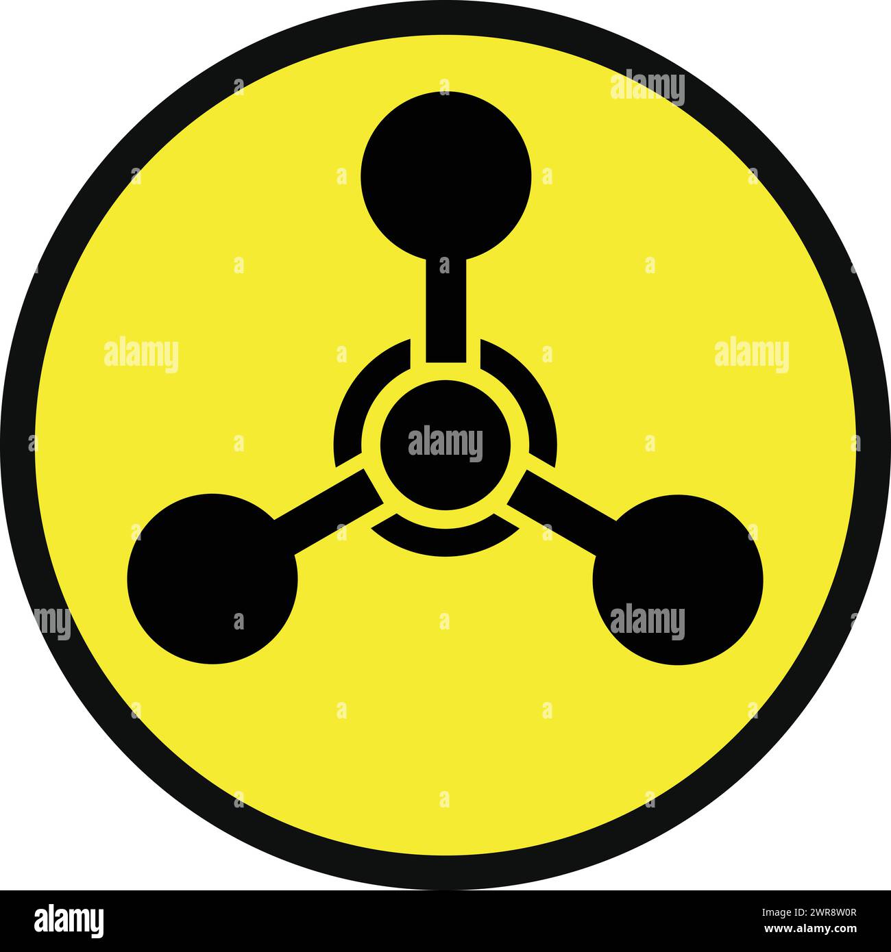 Segno di arma chimica, segno chimico, segno di pericolo, avvertimento di arma chimica Illustrazione Vettoriale