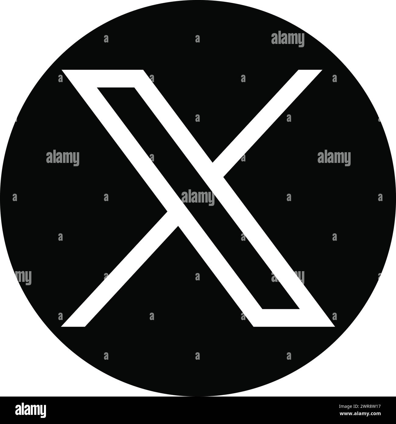 Logo Twitter X, logo twitter, icone Twitter, logo X Round Illustrazione Vettoriale