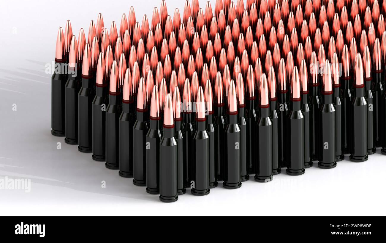 Cartuccia militare 5,45 da 39 mm, fucile AK-74 Kalashnikov per disegni a tema militare, tensioni geopolitiche e minacce di conflitto armato, Peac Foto Stock