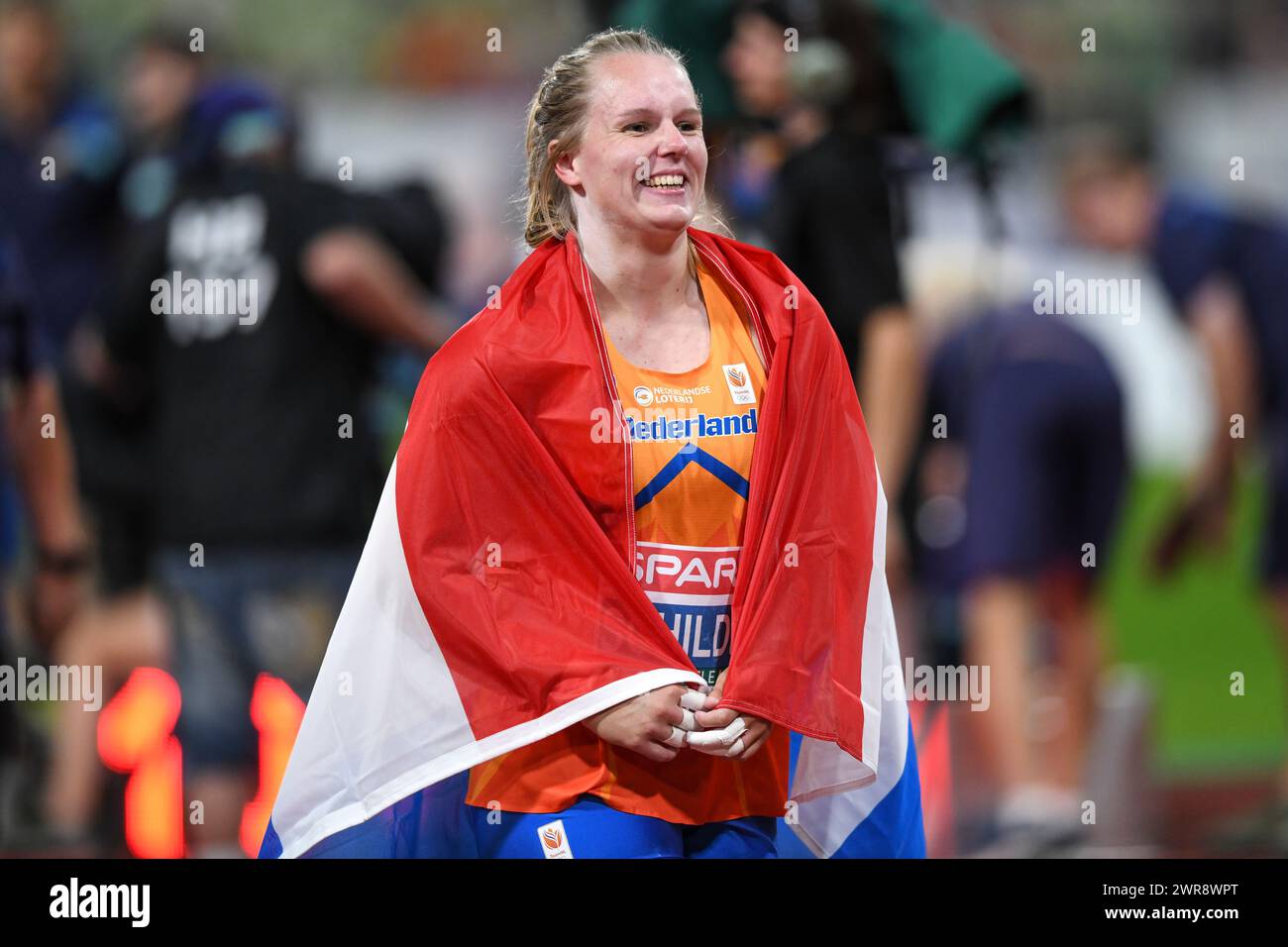 Jessica Schilder (Paesi Bassi, Medaglia d'oro). Colpo messo. Campionati europei di atletica leggera di Monaco 2022 Foto Stock