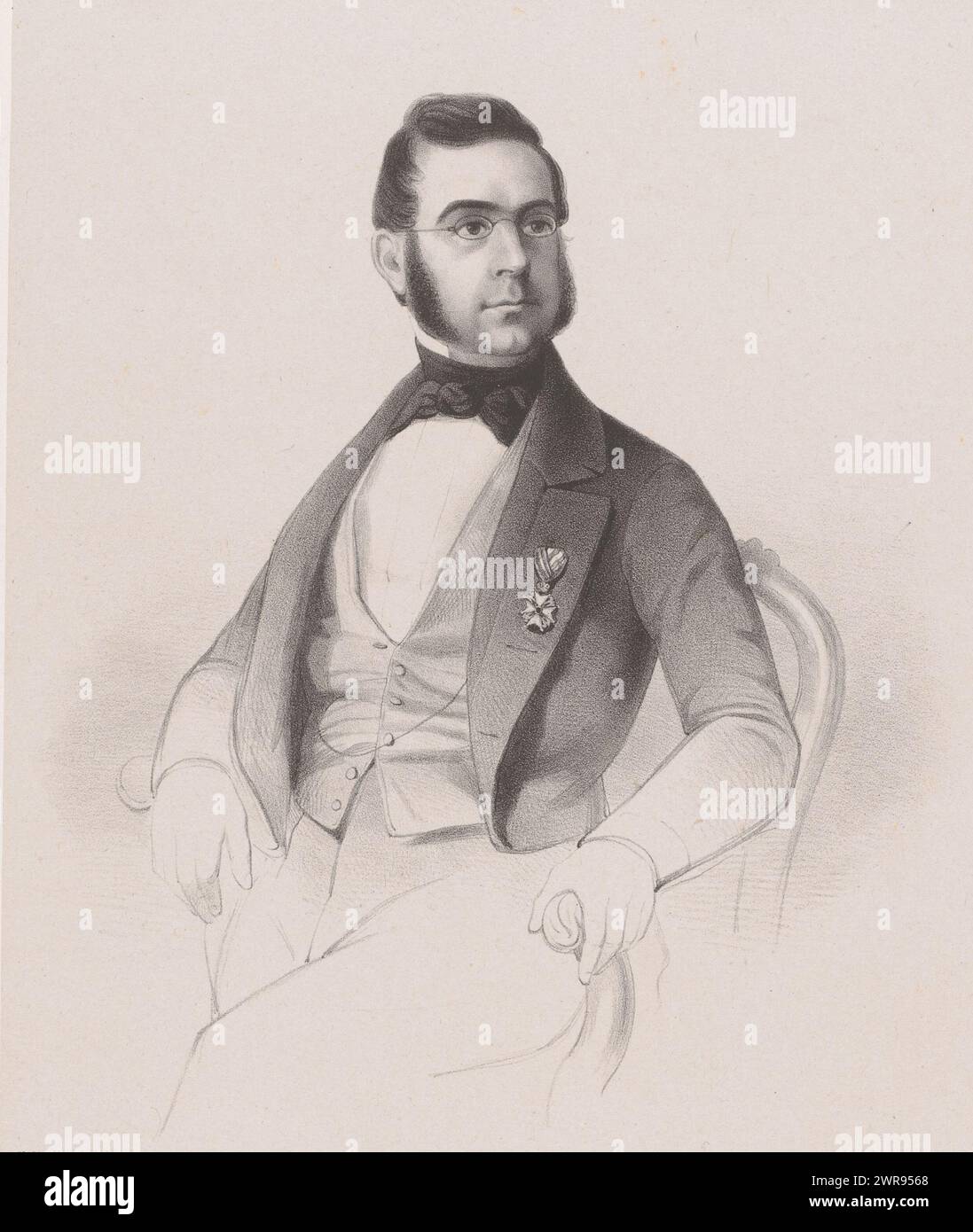 Ritratto di Johannes Baptista Bots, stampatore: Johan Hendrik Hoffmeister, stampatore: Elias Spanier, stampatore: Paesi Bassi, stampatore: L'Aia, 1843 - 1874, carta, altezza 425 mm x larghezza 295 mm, stampa Foto Stock