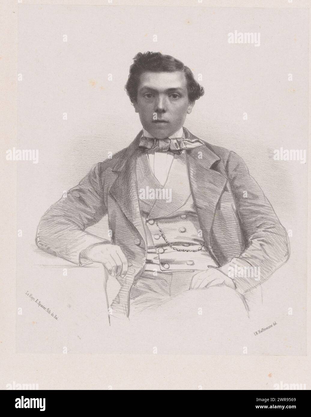 Ritratto di Willem Maurits de Brauw, stampatore: Johan Hendrik Hoffmeister, stampatore: Koninklijke Steendrukkerij van E. Spanier, stampatore: Paesi Bassi, stampatore: L'Aia, c. 1851 - c. 1883, carta, altezza 425 mm x larghezza 290 mm, stampa Foto Stock