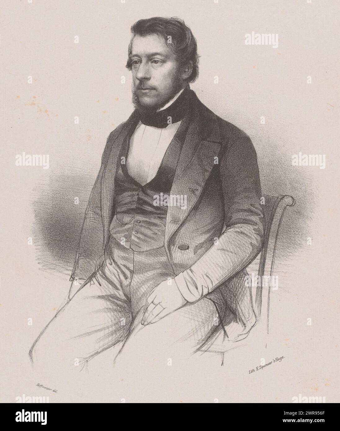 Ritratto di Philippus Johannes Bachiene, stampatore: Johan Hendrik Hoffmeister, stampatore: Elias Spanier, stampatore: Paesi Bassi, stampatore: L'Aia, c. 1851 - 1881, carta, altezza 430 mm x larghezza 305 mm, stampa Foto Stock