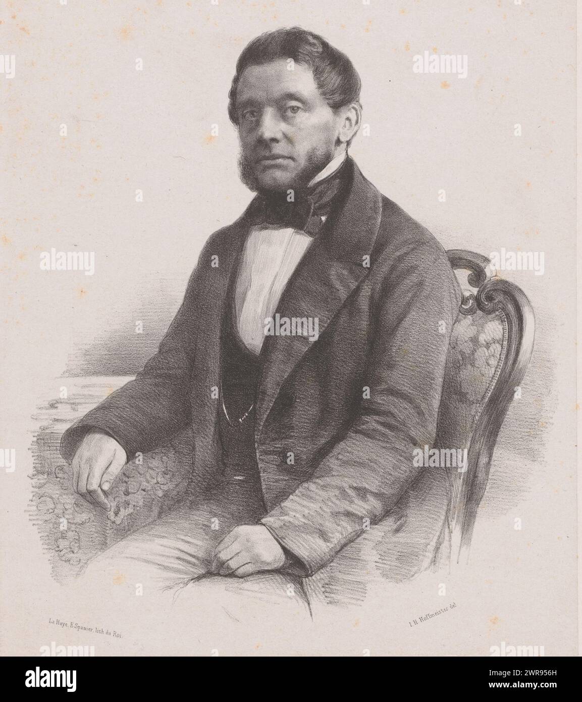 Ritratto di Pieter Philip van Bosse, stampatore: Johan Hendrik Hoffmeister, stampatore: Koninklijke Steendrukkerij van E. Spanier, stampatore: Paesi Bassi, stampatore: L'Aia, c. 1851 - 1879, carta, altezza 500 mm x larghezza 350 mm, stampa Foto Stock