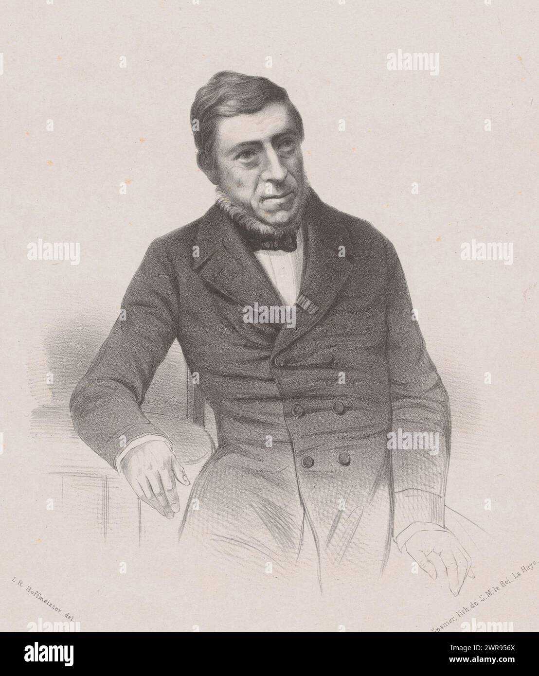 Ritratto di Frederik Willem Conrad, stampatore: Johan Hendrik Hoffmeister, stampatore: Koninklijke Steendrukkerij van E. Spanier, stampatore: Paesi Bassi, stampatore: L'Aia, c. 1851 - c. 1883, carta, altezza 425 mm x larghezza 312 mm, stampa Foto Stock