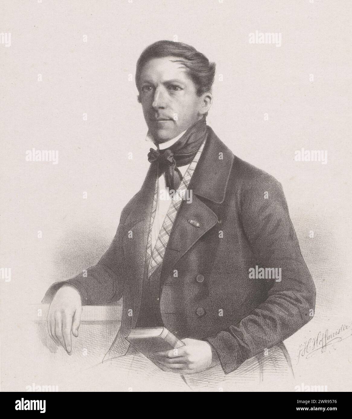 Ritratto di Guillaume Groen van Prinsterer, tipografo: Johan Hendrik Hoffmeister, tipografo: Elias Spanier, tipografo: Paesi Bassi, tipografo: L'Aia, 1833 - 1876, carta, altezza 505 mm x larghezza 340 mm, stampa Foto Stock